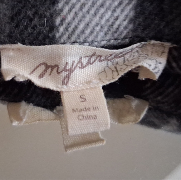 Mystree Black, White and Blue Plaid Shirt Jacket Size Small - Picture 5 of 13